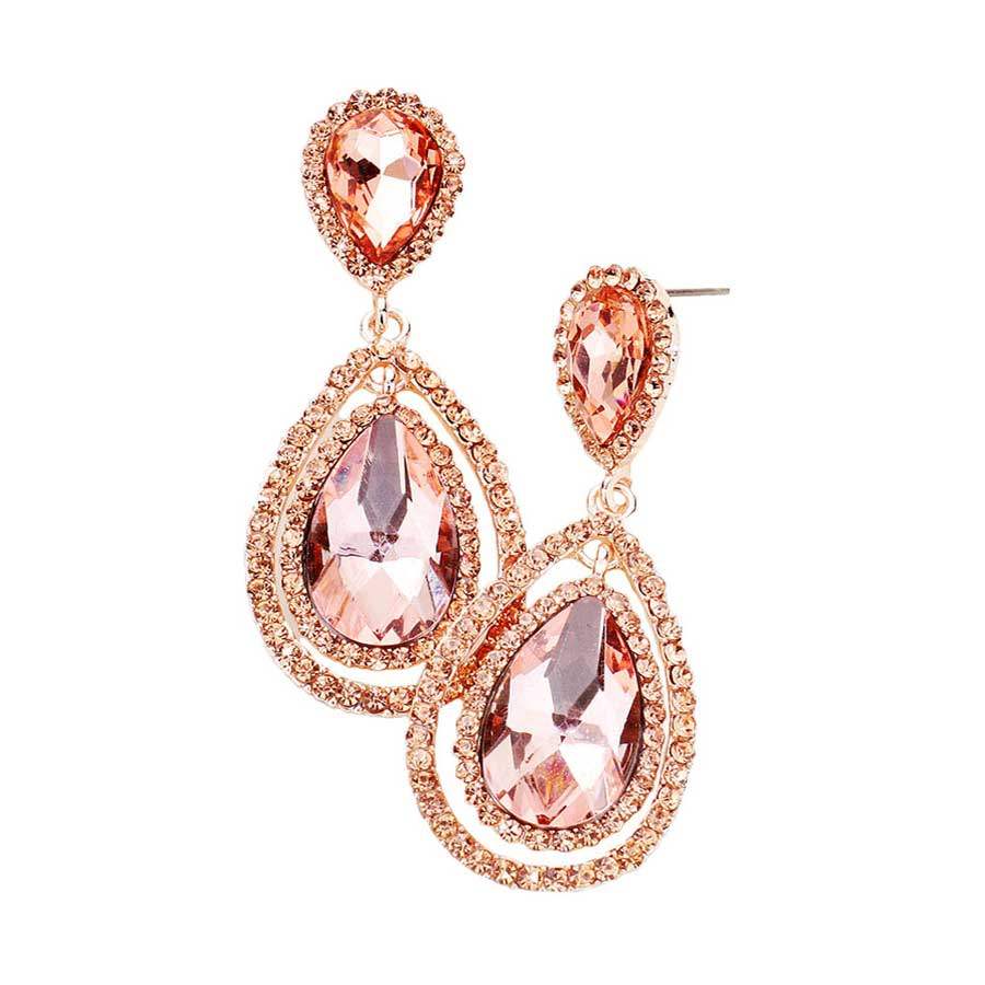 Teardrop Crystal Rhinestone Dangle Evening Earrings - Madeline Love - Flyclothing LLC