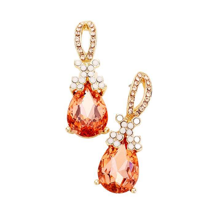 Teardrop Crystal Rhinestone Evening Earrings - Madeline Love - Flyclothing LLC