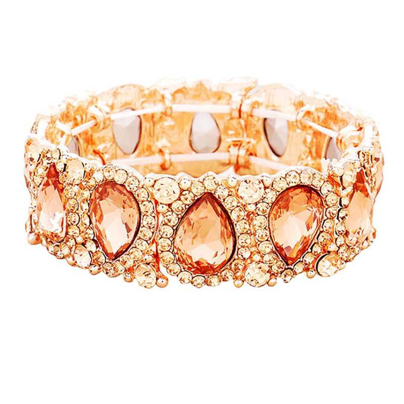 Teardrop Rhinestone Trim Stretch Evening Bracelet - Madeline Love - Flyclothing LLC