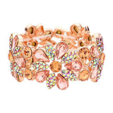 Teardrop Stone Accented Flower Stretch Evening Bracelet - Madeline Love - Flyclothing LLC