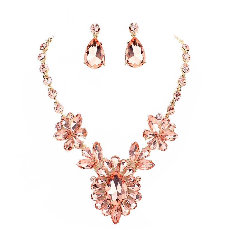 Teardrop Stone Cluster Evening Necklace - Madeline Love - Flyclothing LLC
