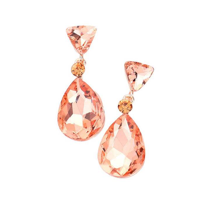 Triangle Round Teardrop Stone Link Dangle Evening Earrings - Madeline Love - Flyclothing LLC