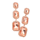 Triple Emerald Cut Stone Link Dangle Evening Earrings - Madeline Love - Flyclothing LLC
