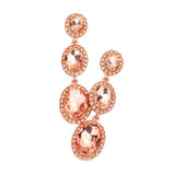 Triple Oval Glass Stone Drop Down Dangle Evening Earrings - Madeline Love - Flyclothing LLC