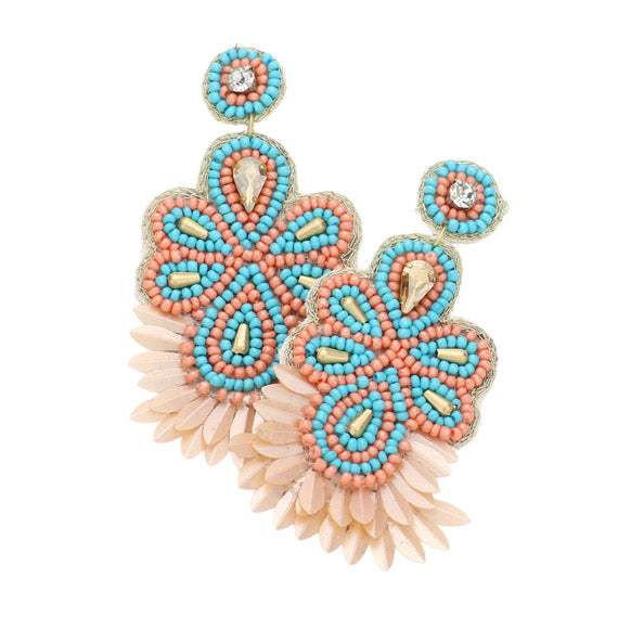 Boho Stone Beaded Sequin Dangle Earrings - Madeline Love - Flyclothing LLC