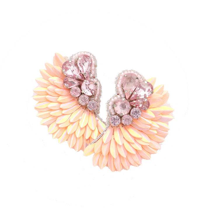 Felt Back Stone Embellished Boho Fringe Earrings - Madeline Love - Flyclothing LLC