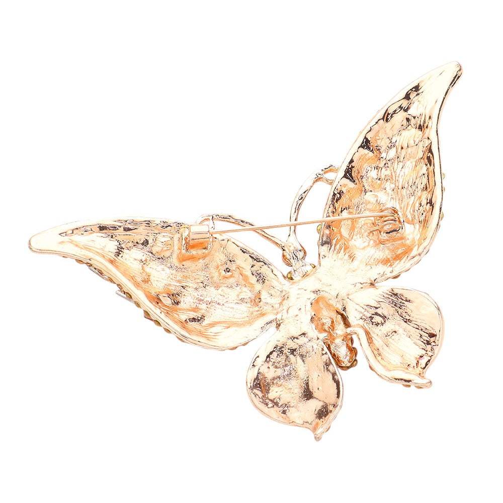Glass Crystal Butterfly Pin Brooch - Madeline Love - Flyclothing LLC