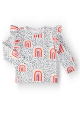 Peach Rainbow L/S Ruffle Tee - Mila & Rose ® - Flyclothing LLC