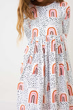 Peach Rainbow 3/4 Sleeve Pocket Twirl Dress - Mila & Rose ®