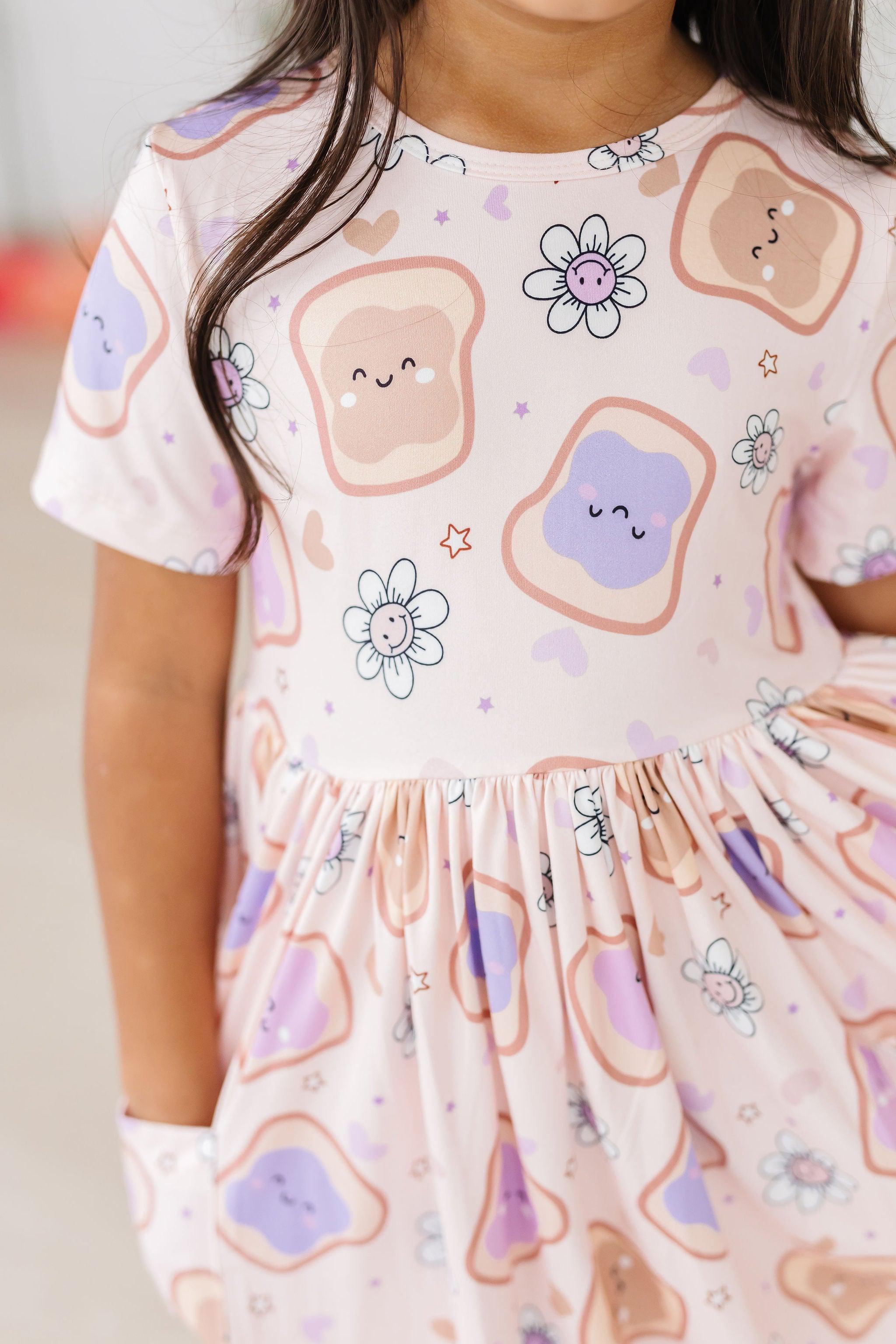 Peanut Butter Jelly Time S/S Pocket Twirl Dress - Mila & Rose ® - Flyclothing LLC