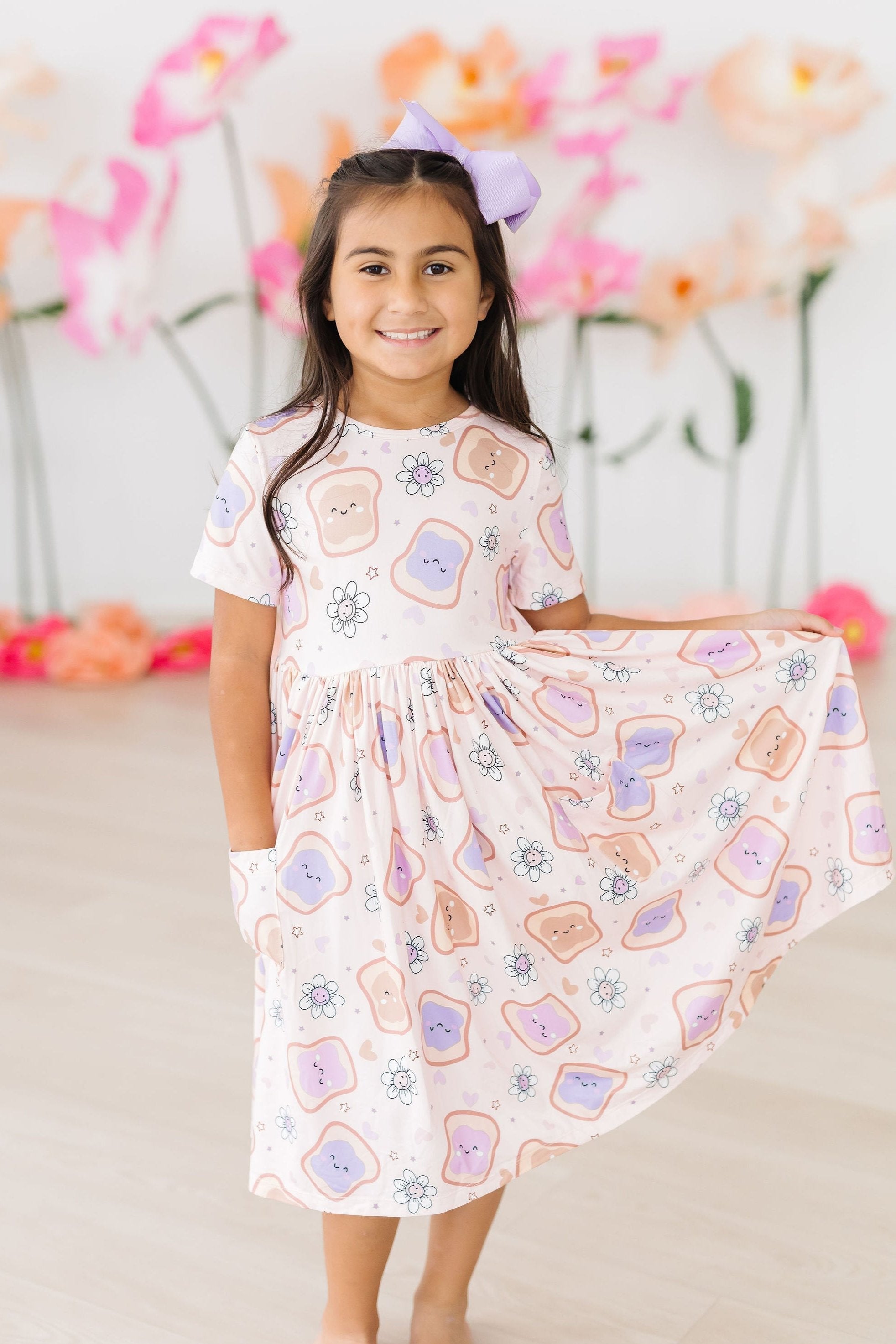 Peanut Butter Jelly Time S/S Pocket Twirl Dress - Mila & Rose ® - Flyclothing LLC