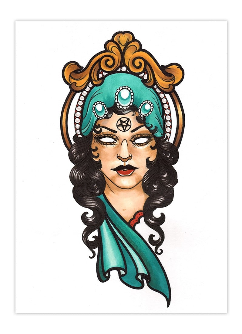 Black Market Art Company Pentagram Gypsy Woman Print