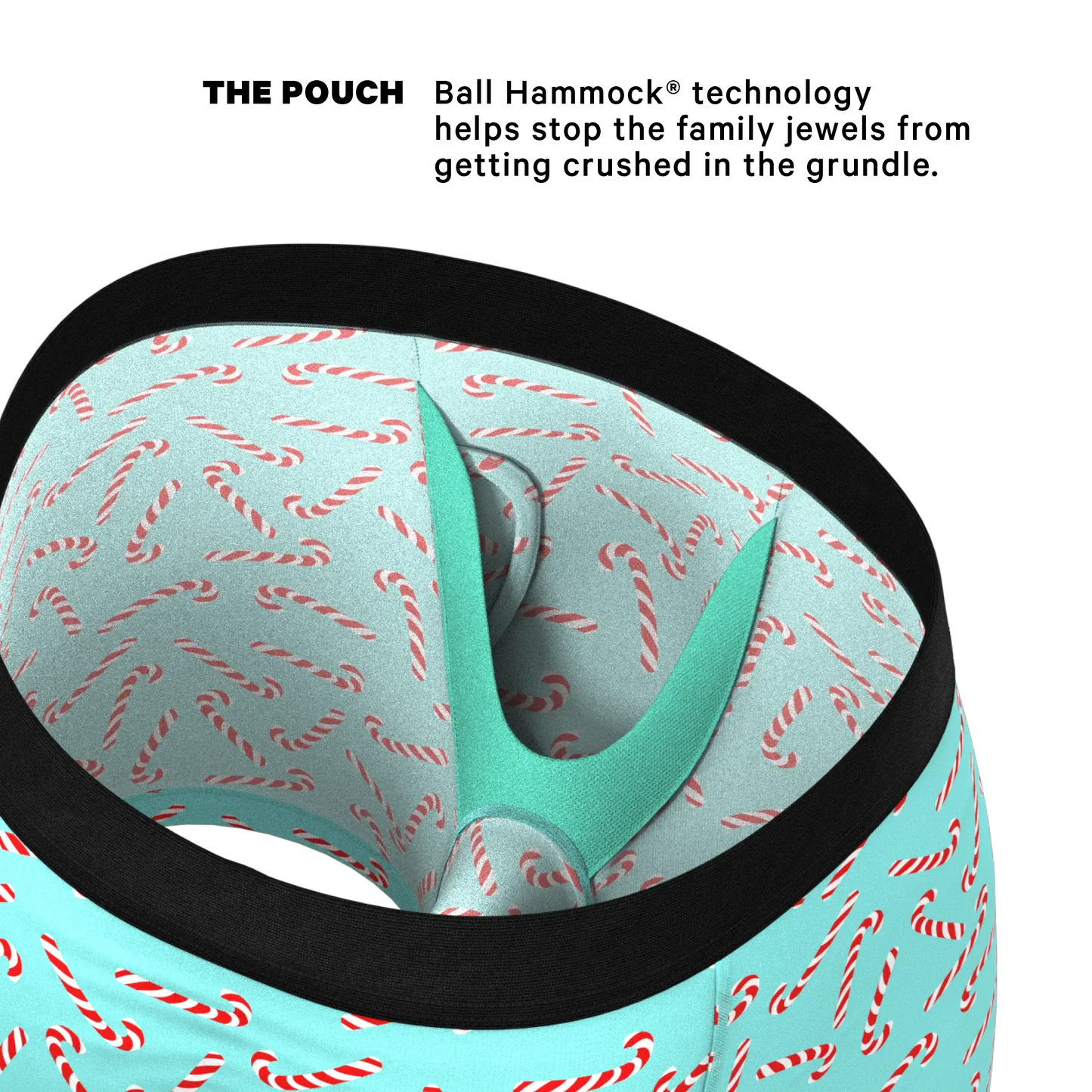 The Peppermint Pimp Canes | Candy Cane Ball Hammock® Pouch Underwear With Fly - Shinesty - Flyclothing LLC
