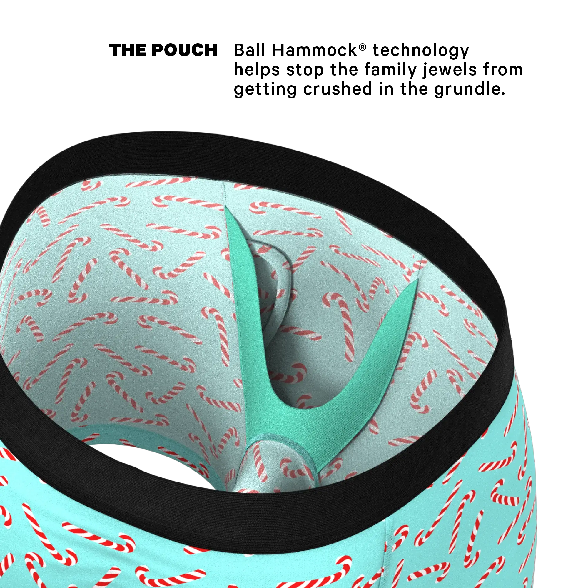 The Peppermint Pimp Canes | Candy Cane Ball Hammock® Pouch Underwear With Fly - Shinesty - Flyclothing LLC