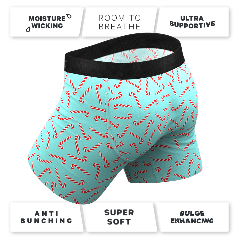 The Peppermint Pimp Canes | Candy Cane Ball Hammock® Pouch Underwear With Fly - Shinesty - Flyclothing LLC