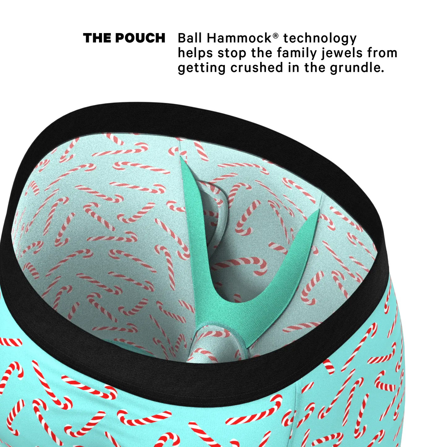The Peppermint Pimp Canes | Candy Cane Long Leg Ball Hammock® Pouch Underwear With Fly - Shinesty - Flyclothing LLC