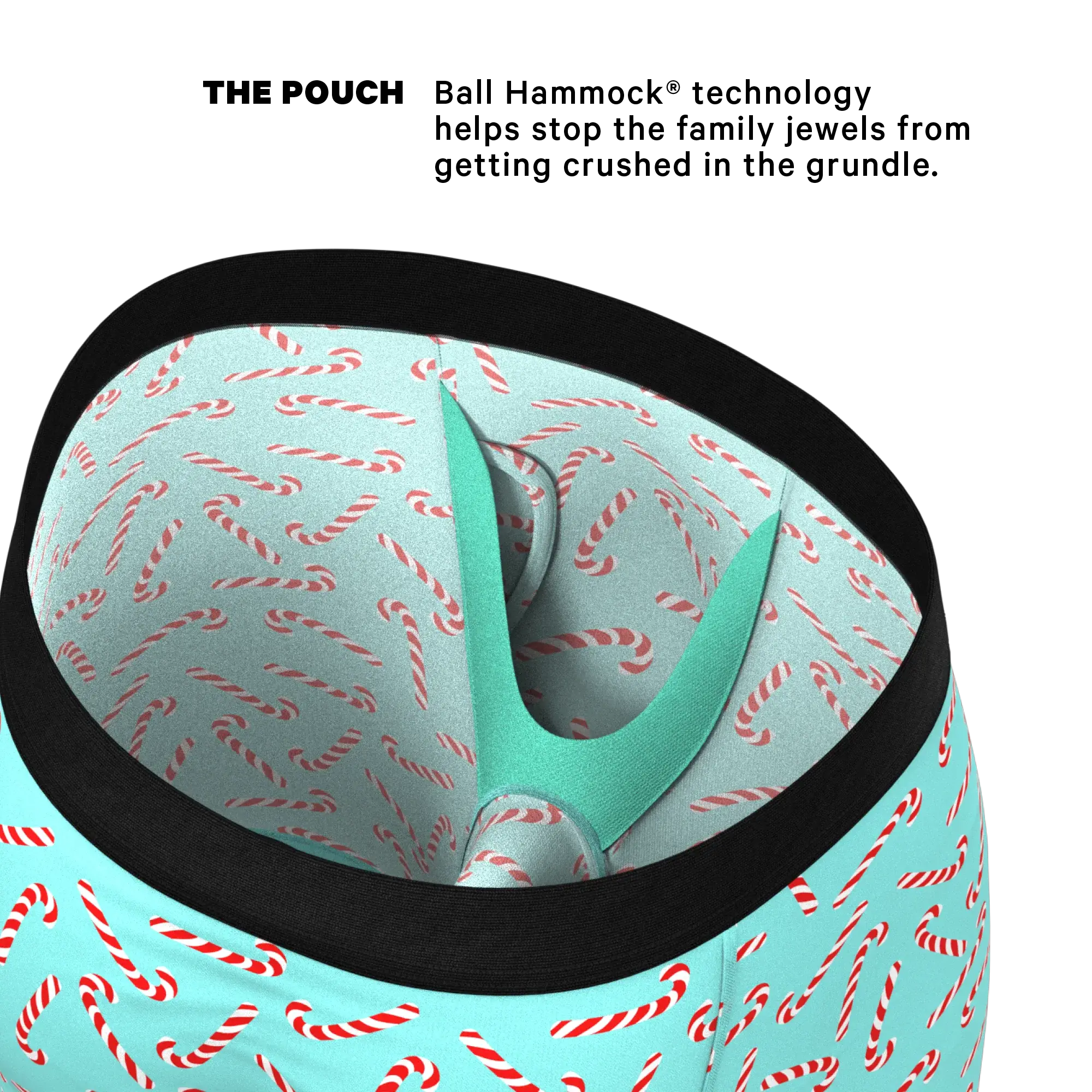 The Peppermint Pimp Canes | Candy Cane Long Leg Ball Hammock® Pouch Underwear With Fly - Shinesty - Flyclothing LLC