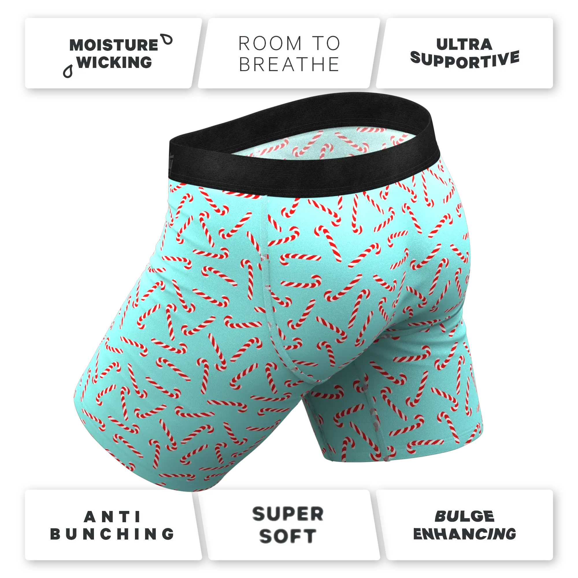 The Peppermint Pimp Canes | Candy Cane Long Leg Ball Hammock® Pouch Underwear With Fly - Shinesty - Flyclothing LLC