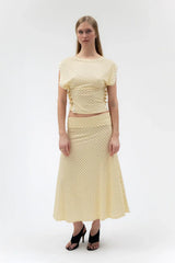 FOLDOVER FLARED MAXI SKIRT IN BUTTER