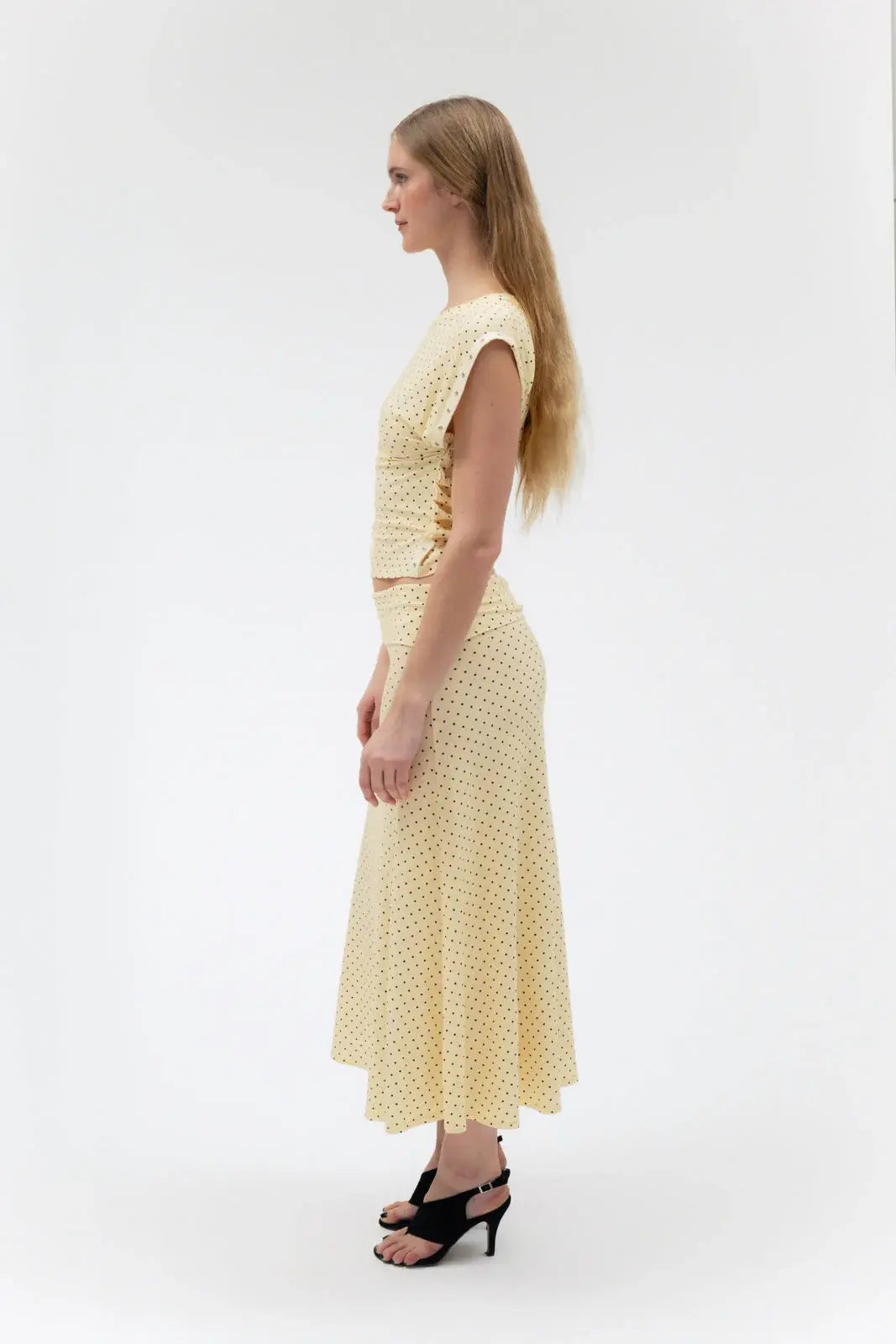 FOLDOVER FLARED MAXI SKIRT IN BUTTER