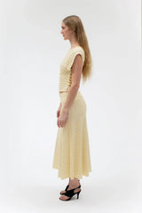 FOLDOVER FLARED MAXI SKIRT IN BUTTER