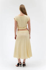 FOLDOVER FLARED MAXI SKIRT IN BUTTER