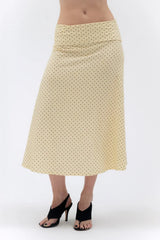 FOLDOVER FLARED MAXI SKIRT IN BUTTER