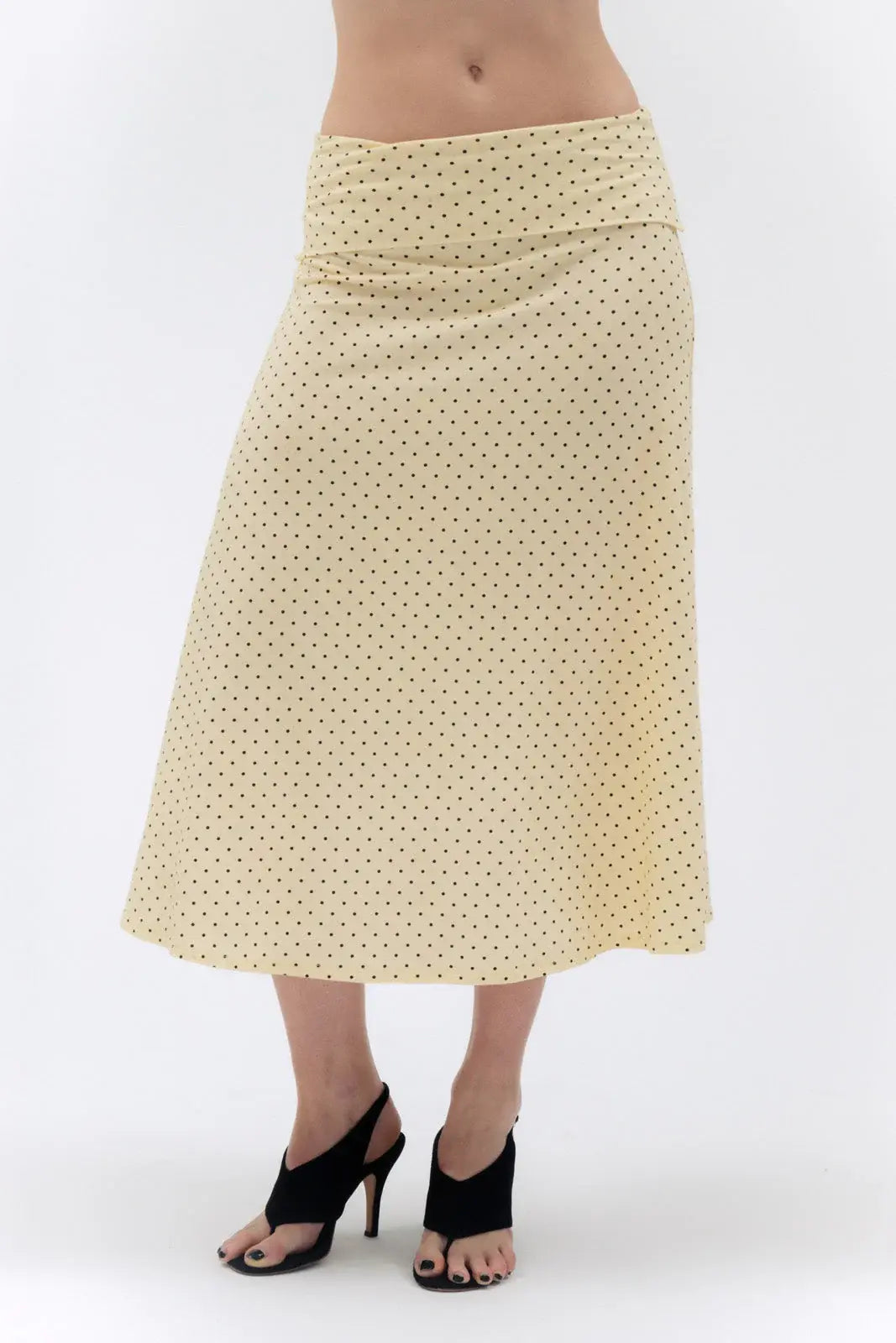 FOLDOVER FLARED MAXI SKIRT IN BUTTER
