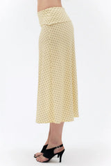 FOLDOVER FLARED MAXI SKIRT IN BUTTER