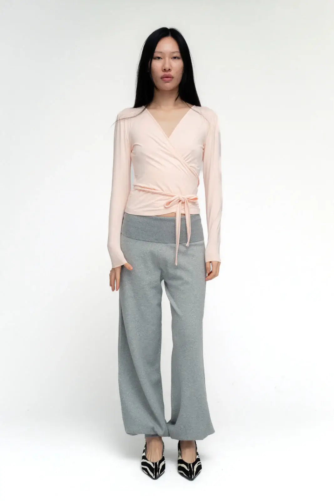 BALLERINA WRAP TOP IN POWDER PINK