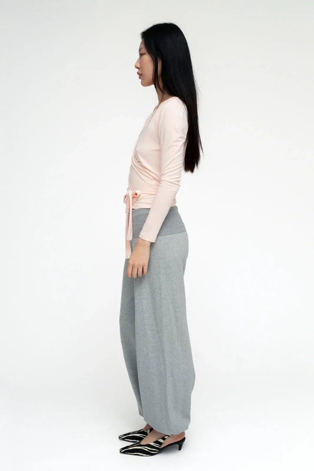 BALLERINA WRAP TOP IN POWDER PINK