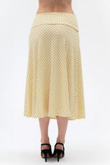 FOLDOVER FLARED MAXI SKIRT IN BUTTER