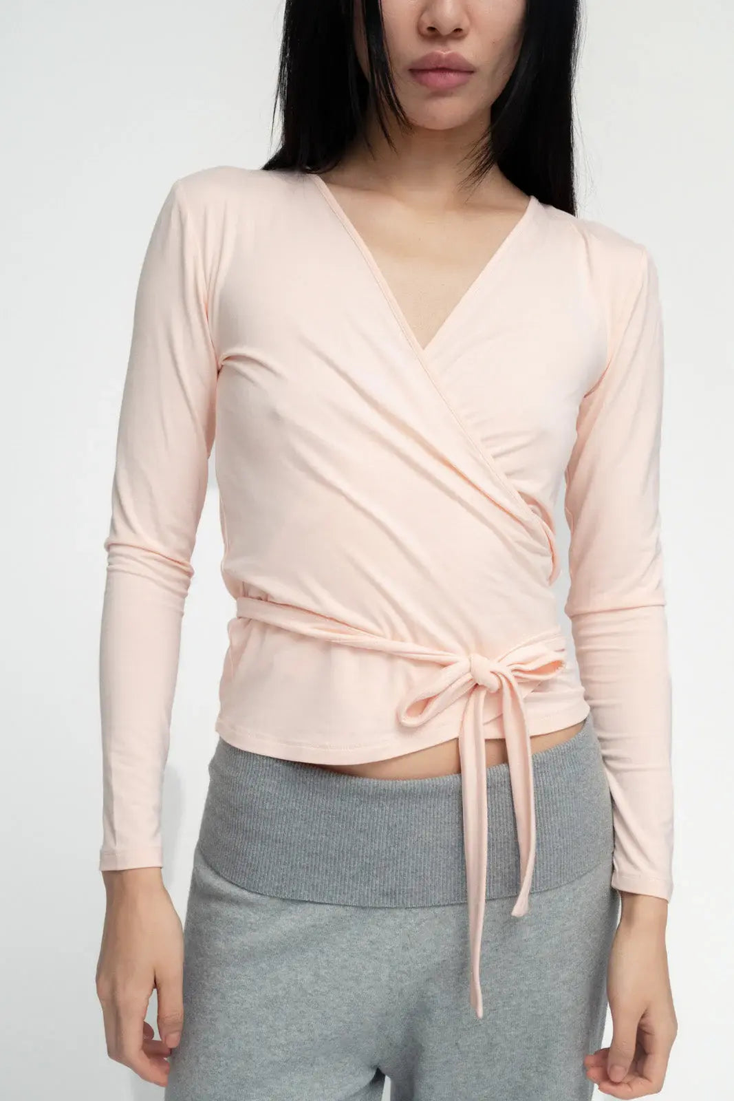 BALLERINA WRAP TOP IN POWDER PINK