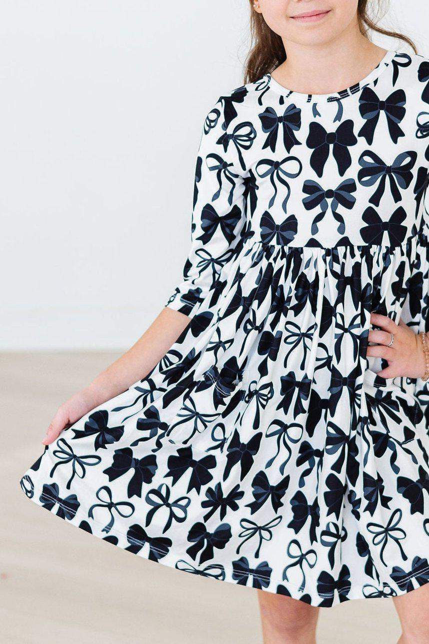 Perfectly Tied 3/4 Sleeve Pocket Twirl Dress - Mila & Rose ® - Flyclothing LLC