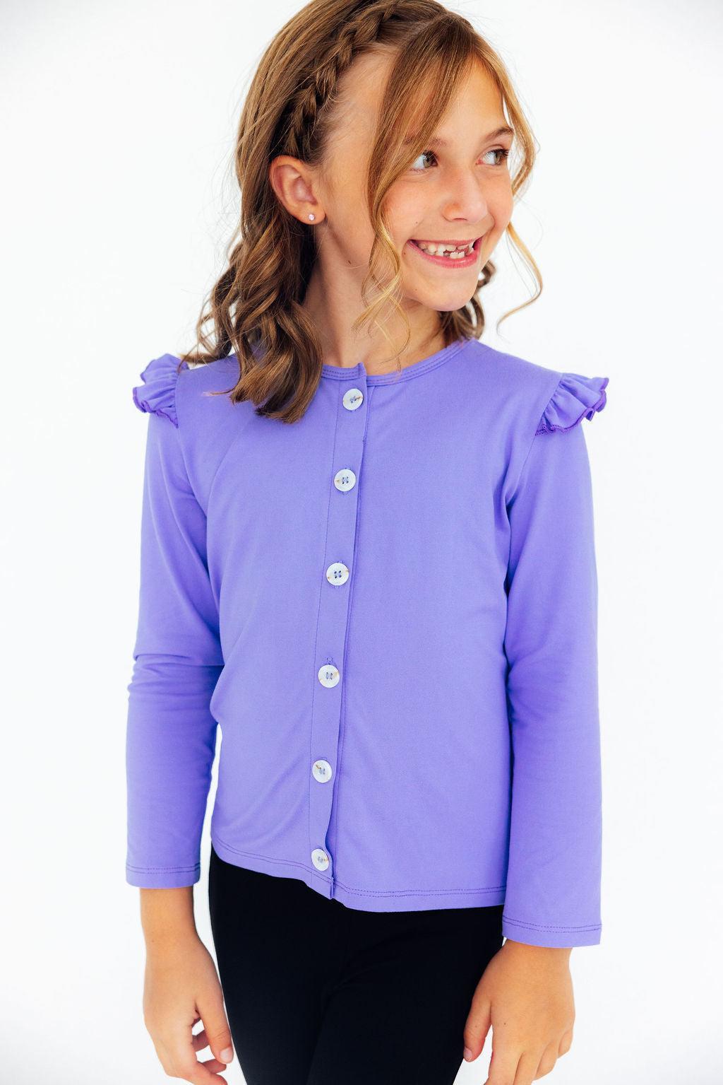 Periwinkle Ruffle Cardigan - Mila & Rose ® - Flyclothing LLC