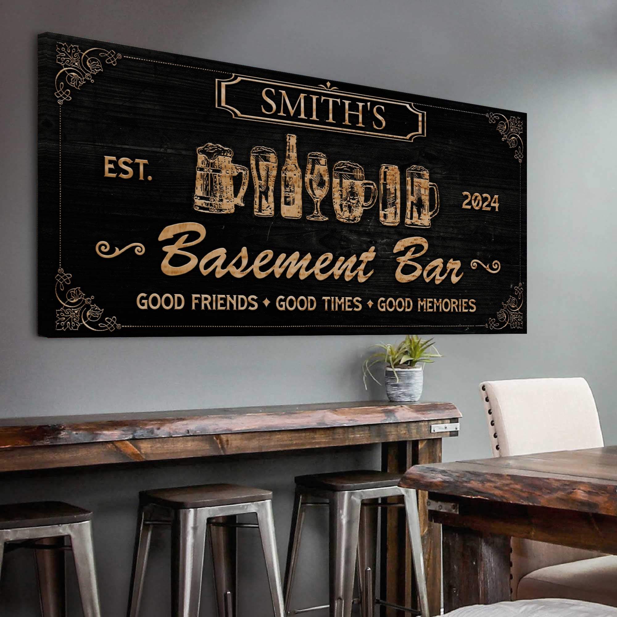 Personalized Basement Bar Sign II - Tailored Canvases - Flyclothing LLC