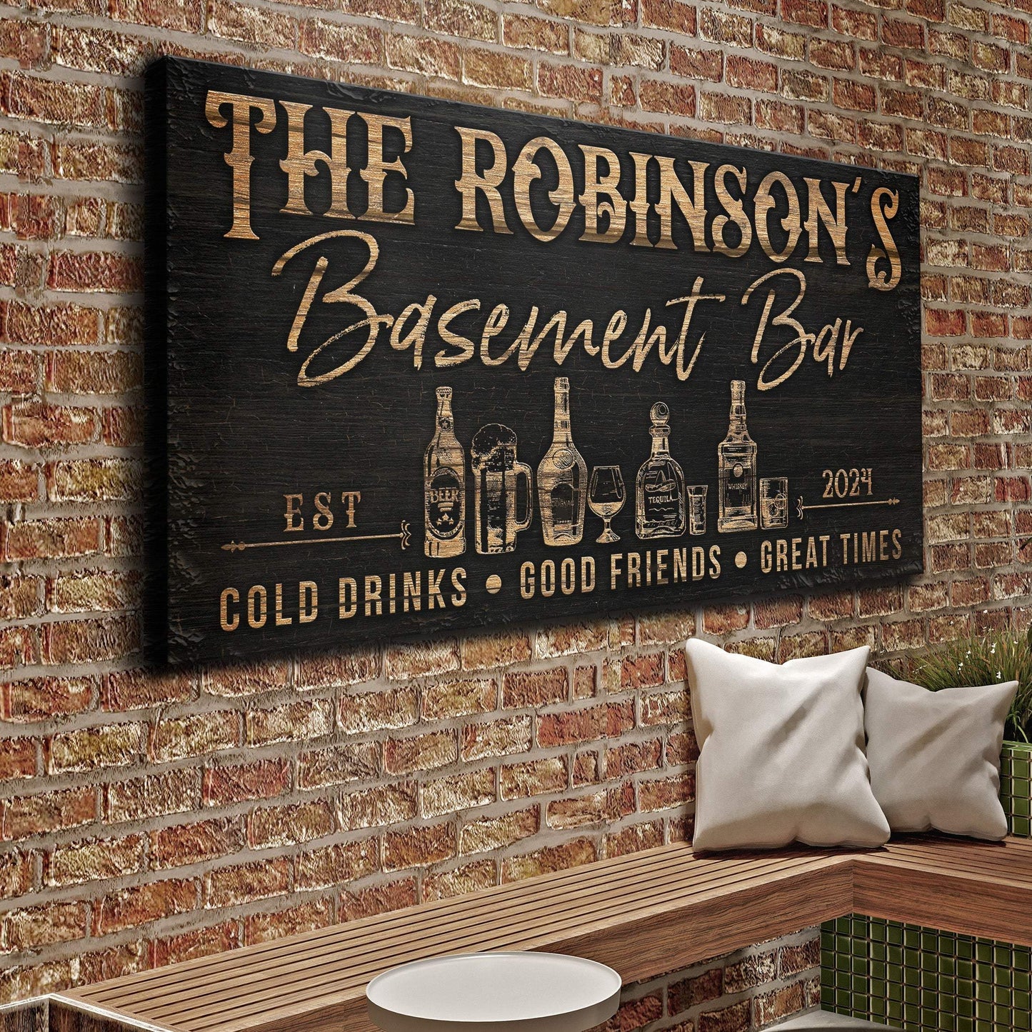 Personalized Basement Bar Sign III - Tailored Canvases - Flyclothing LLC