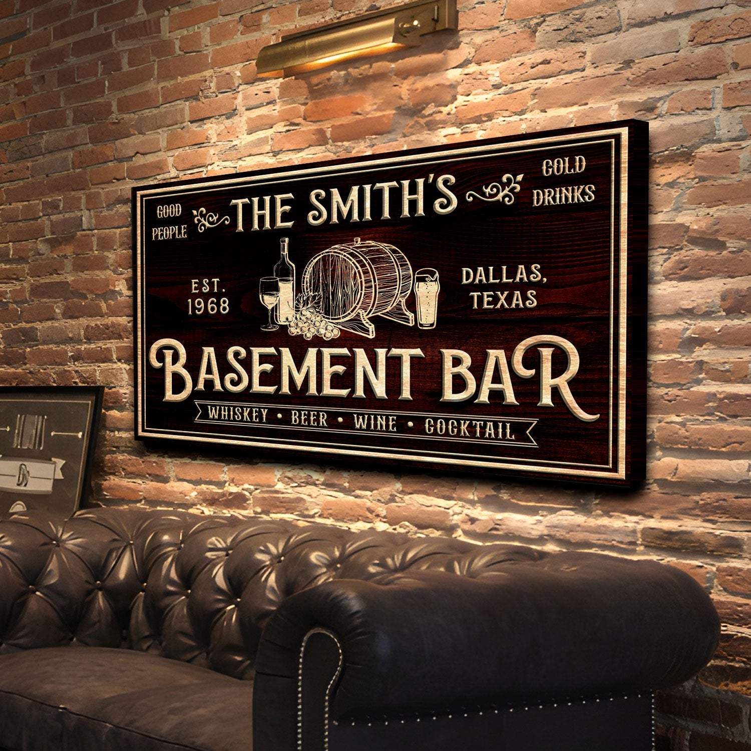 Personalized Basement Bar Sign - Tailored Canvases - Flyclothing LLC
