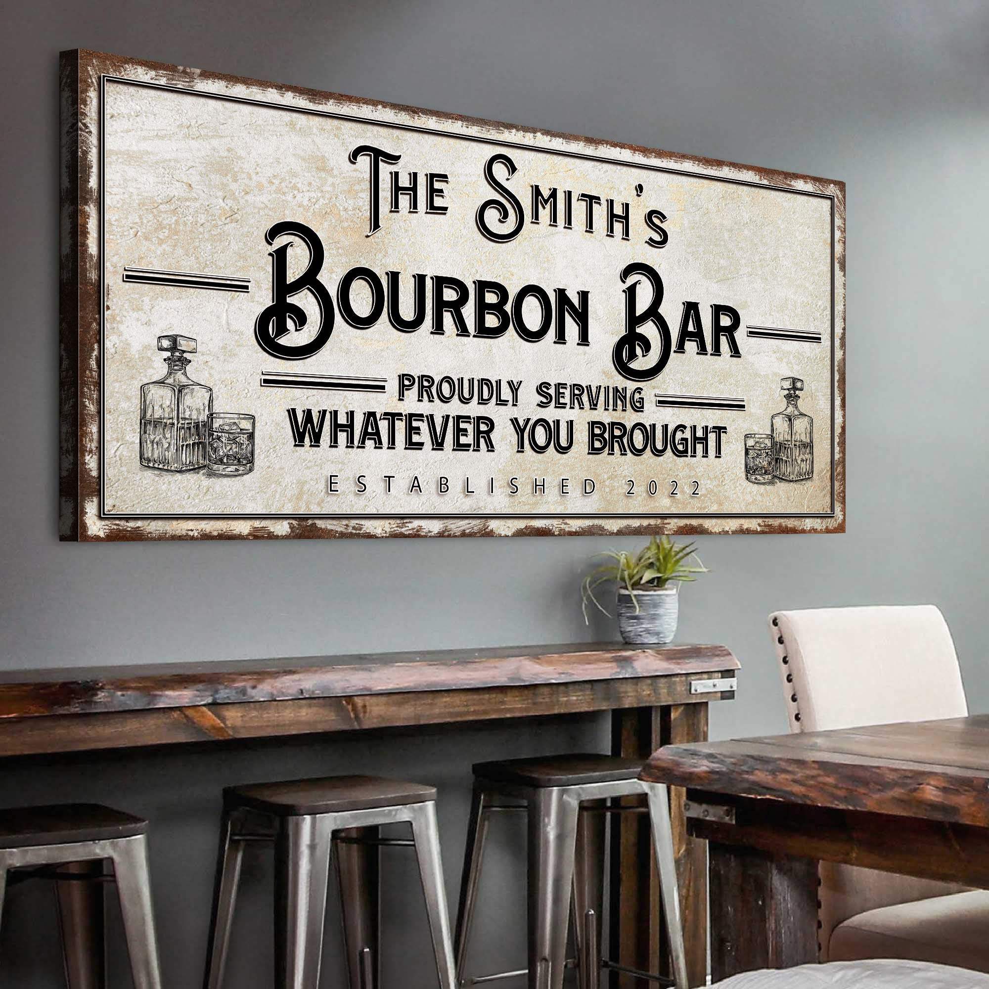 Personalized Bourbon Bar Sign - Tailored Canvases - Flyclothing LLC