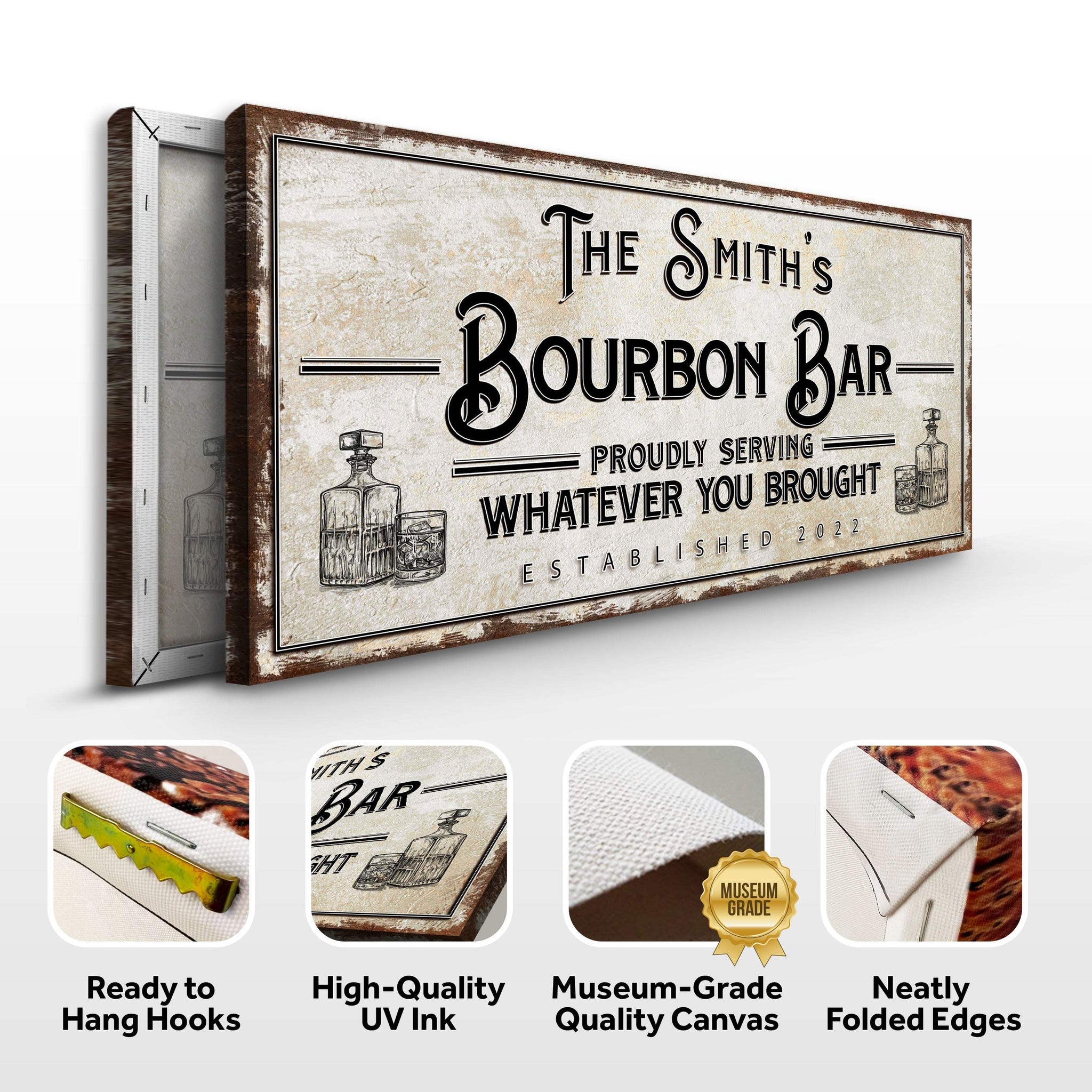 Personalized Bourbon Bar Sign - Tailored Canvases - Flyclothing LLC