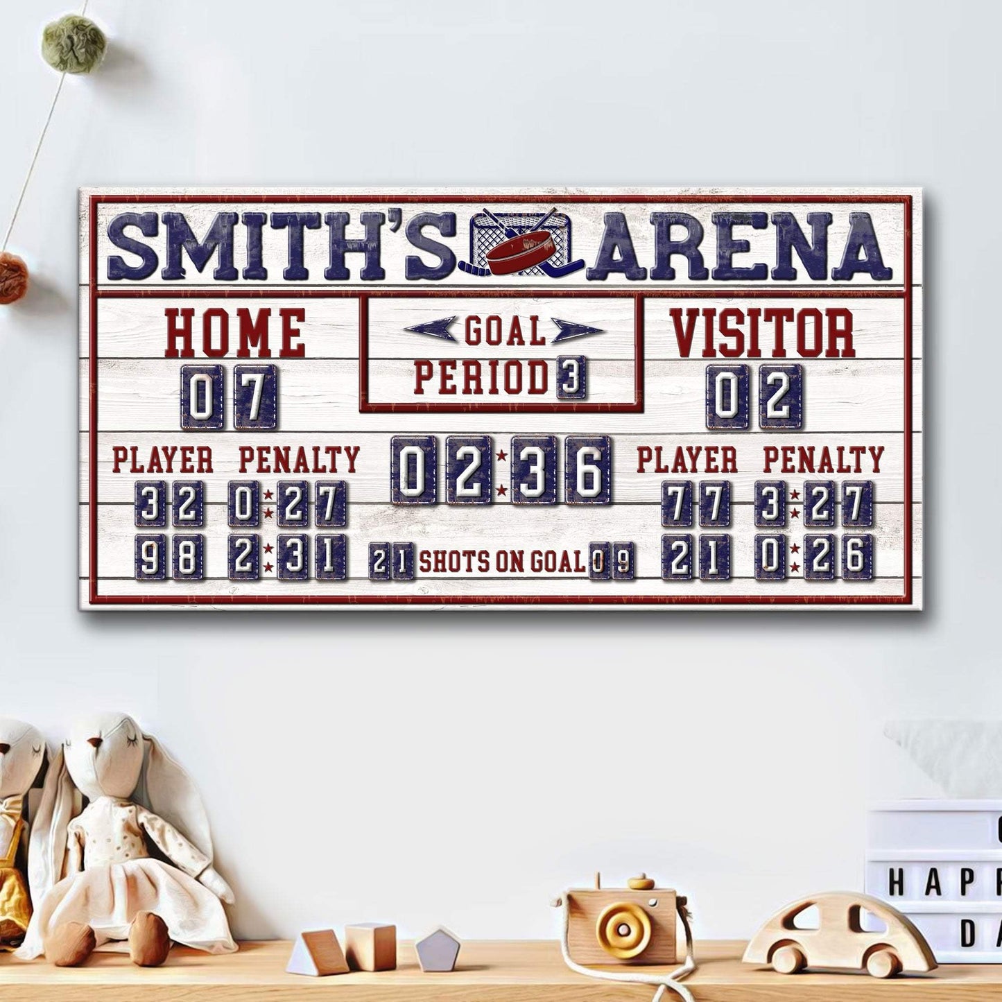 Personalized Hockey Scoreboard Sign - Tailored Canvases - Flyclothing LLC