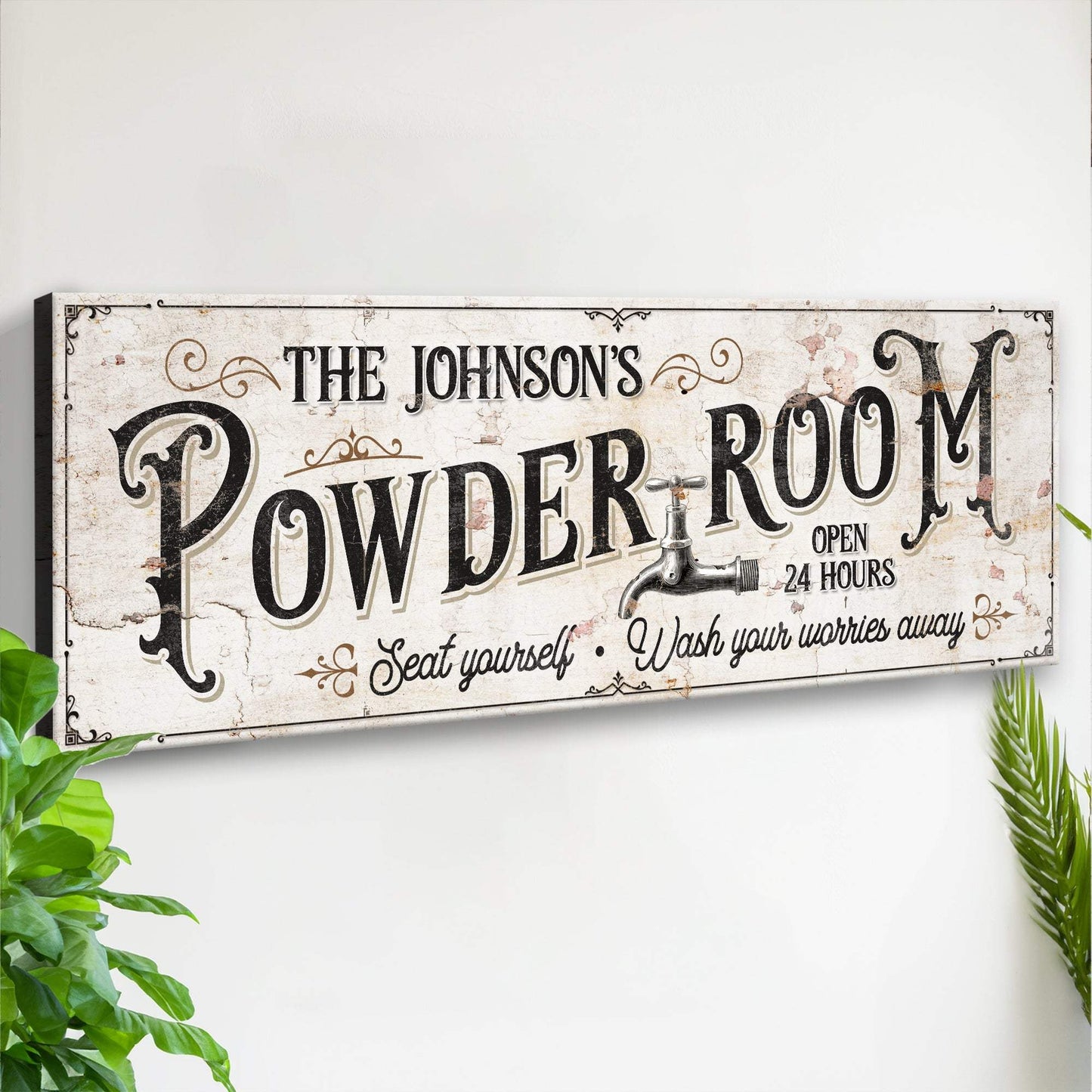 Personalized Powder Room Sign - Tailored Canvases - Flyclothing LLC