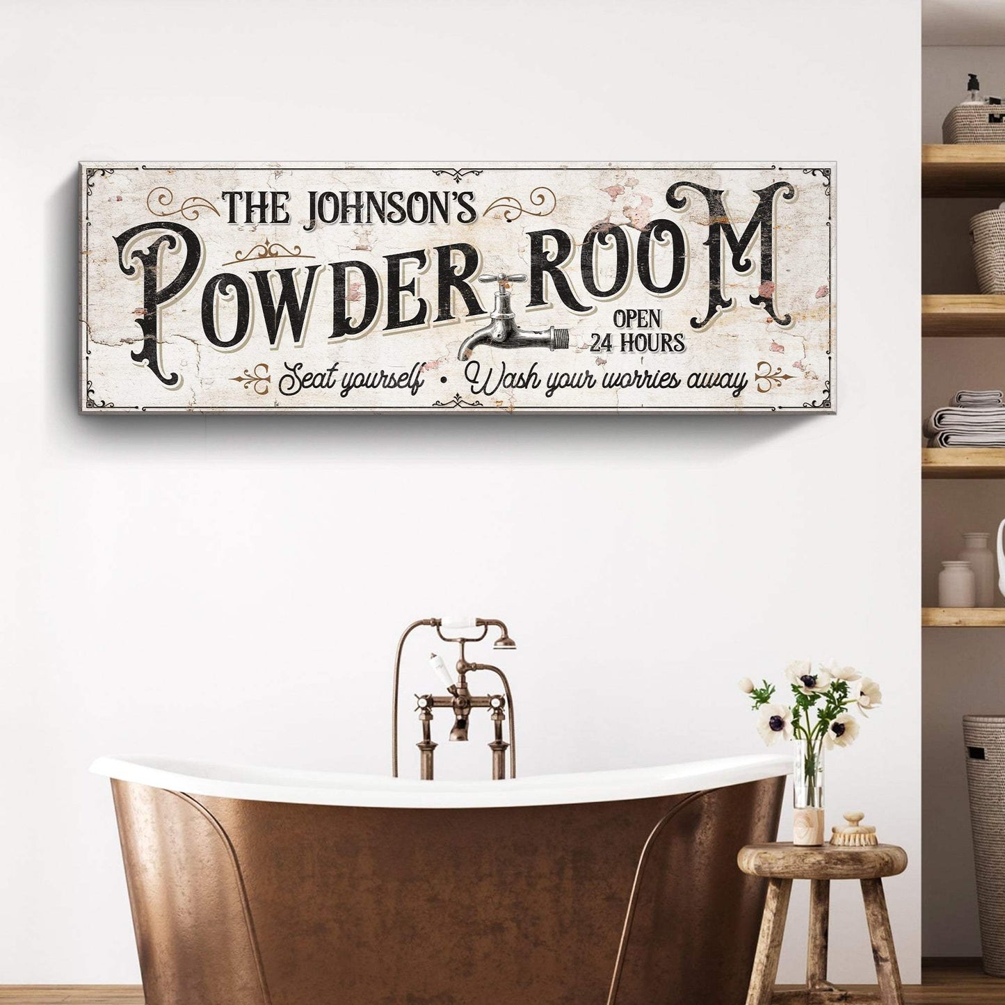 Personalized Powder Room Sign - Tailored Canvases - Flyclothing LLC