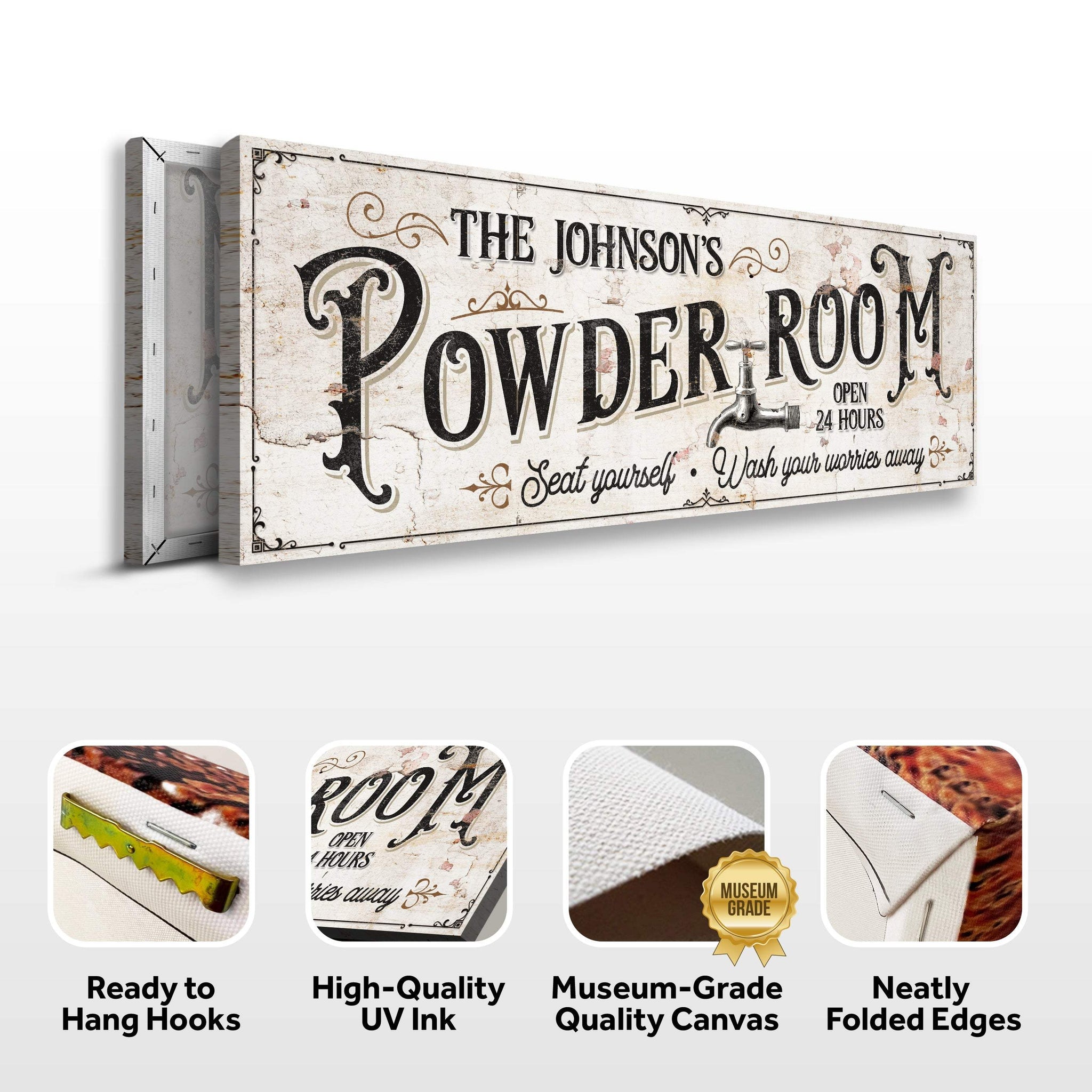 Personalized Powder Room Sign - Tailored Canvases - Flyclothing LLC