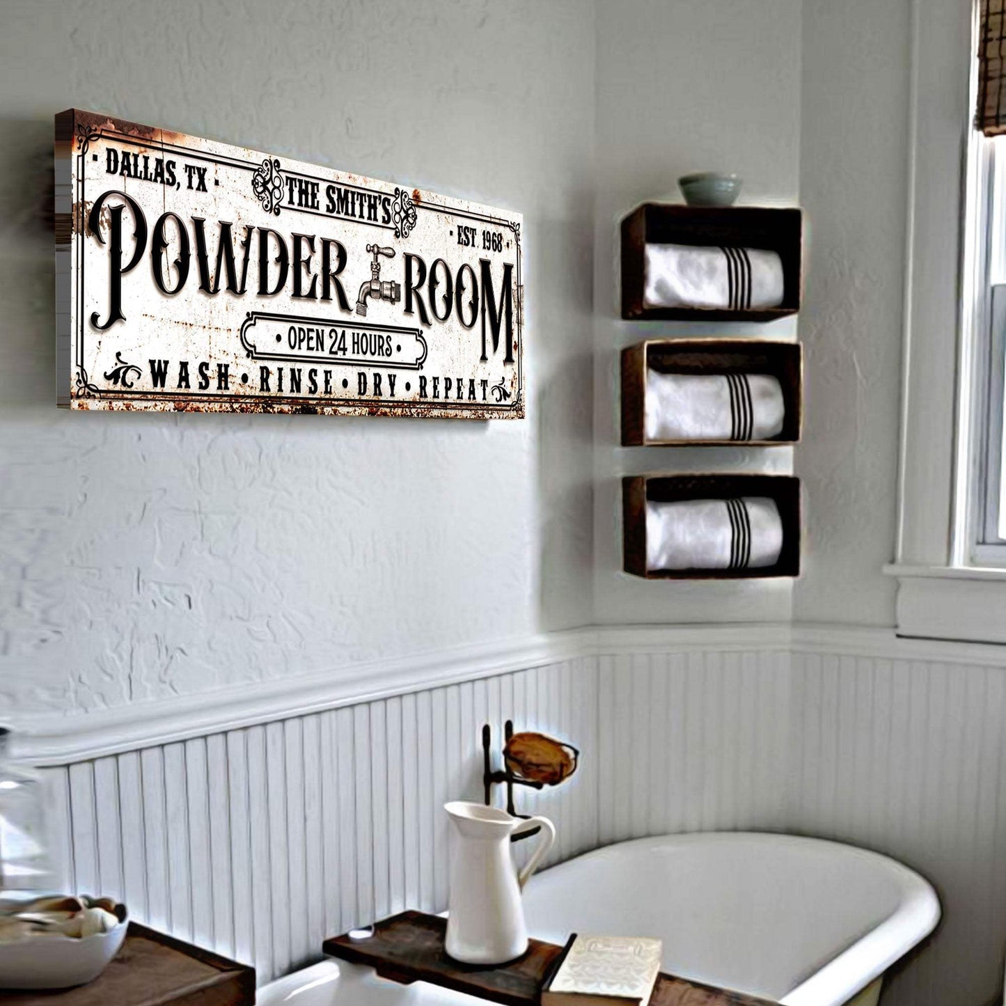 Personalized Powder Room Sign II - Tailored Canvases - Flyclothing LLC