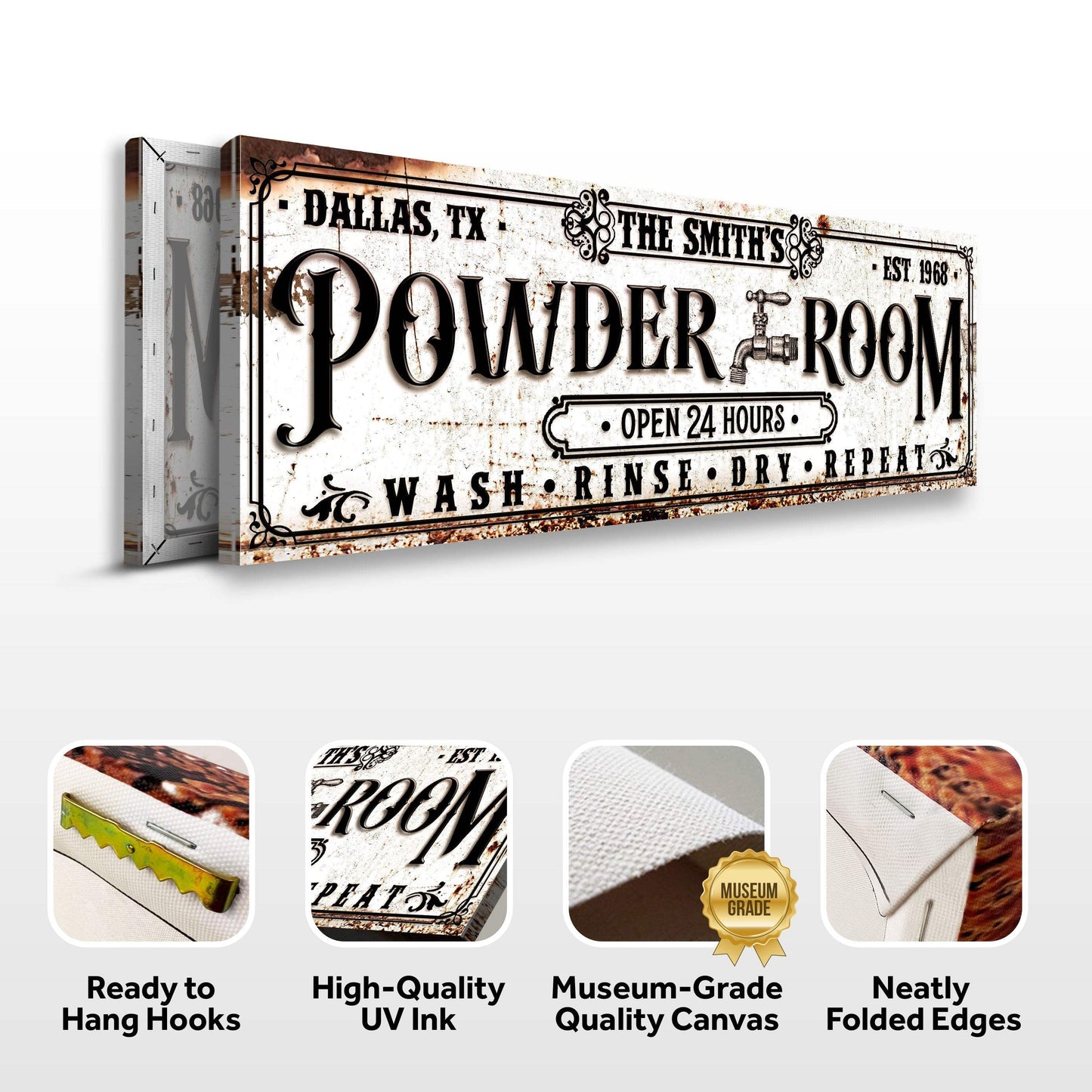 Personalized Powder Room Sign II - Tailored Canvases - Flyclothing LLC