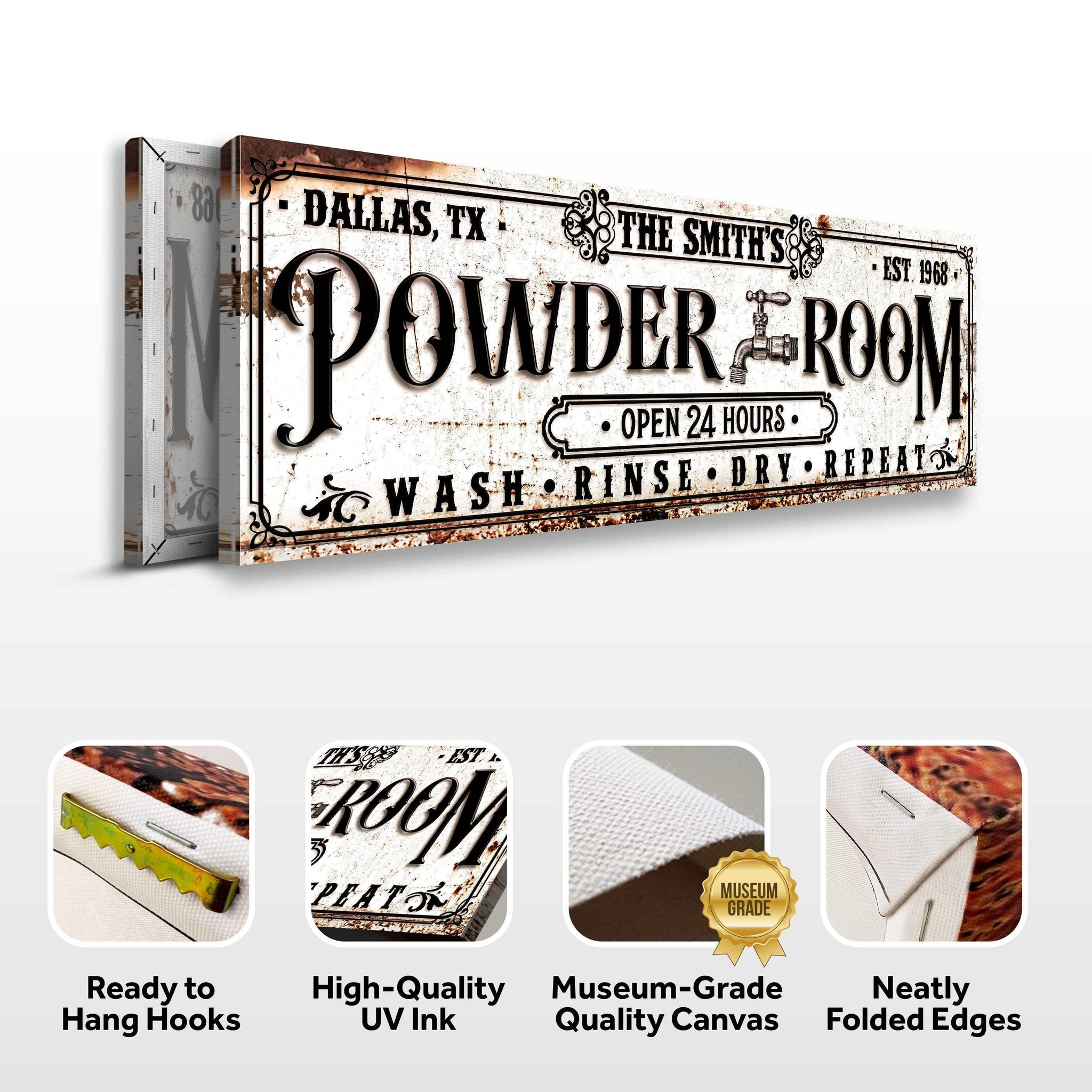 Personalized Powder Room Sign II - Tailored Canvases - Flyclothing LLC