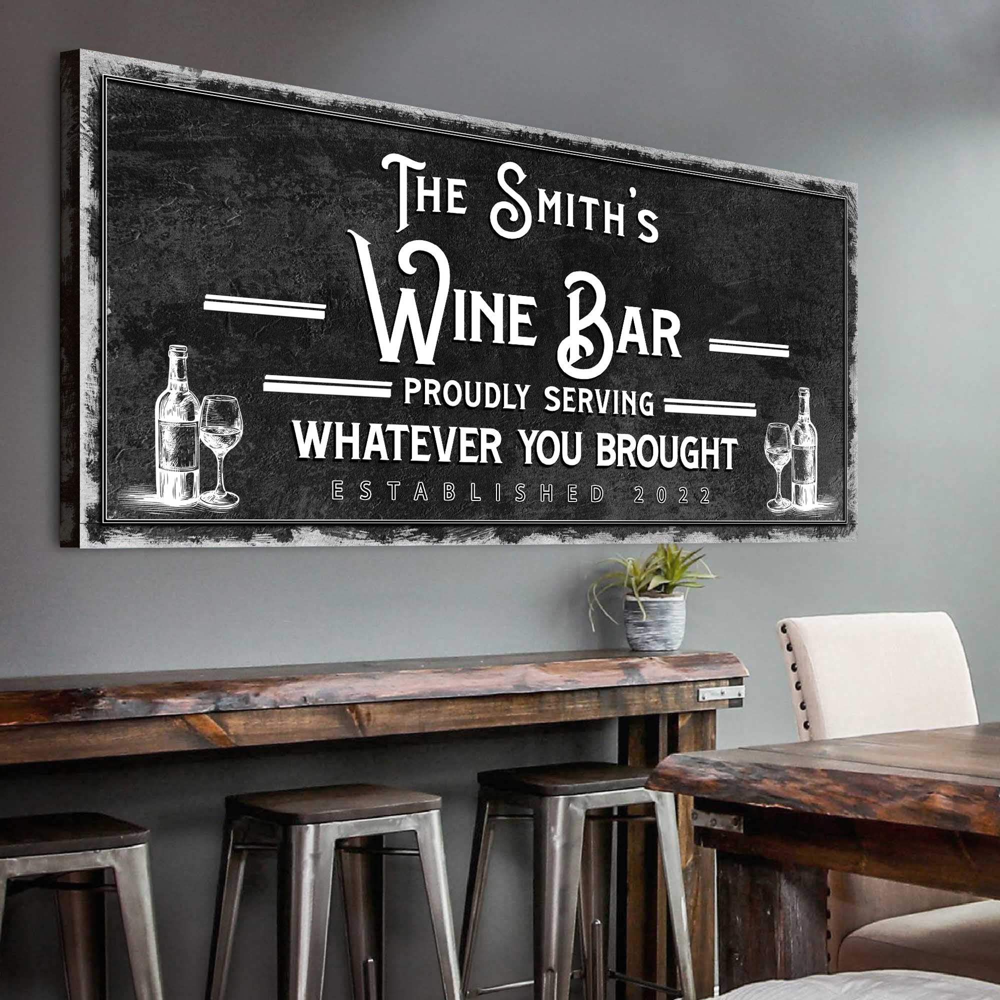Personalized Wine Bar Sign - Tailored Canvases - Flyclothing LLC