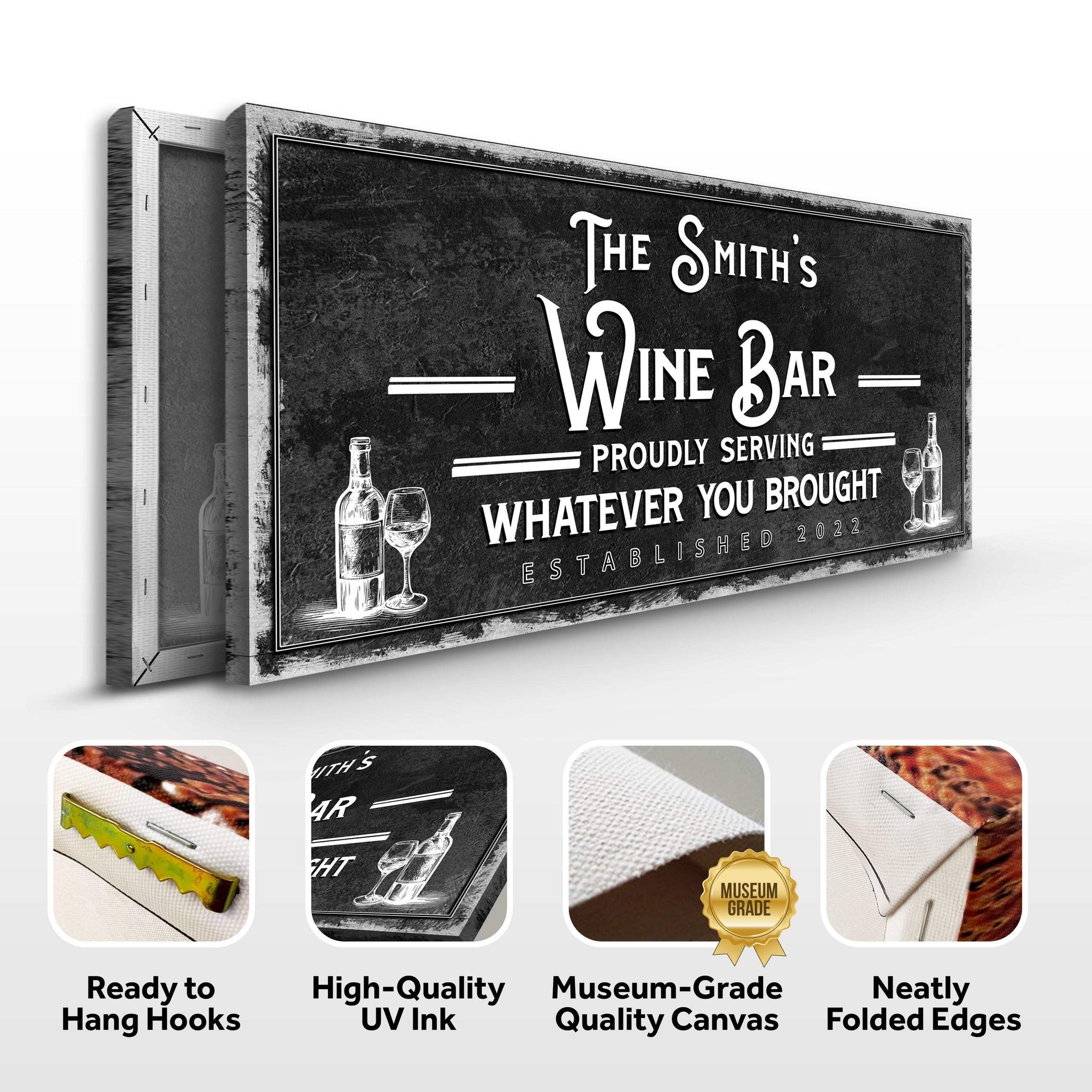 Personalized Wine Bar Sign - Tailored Canvases - Flyclothing LLC