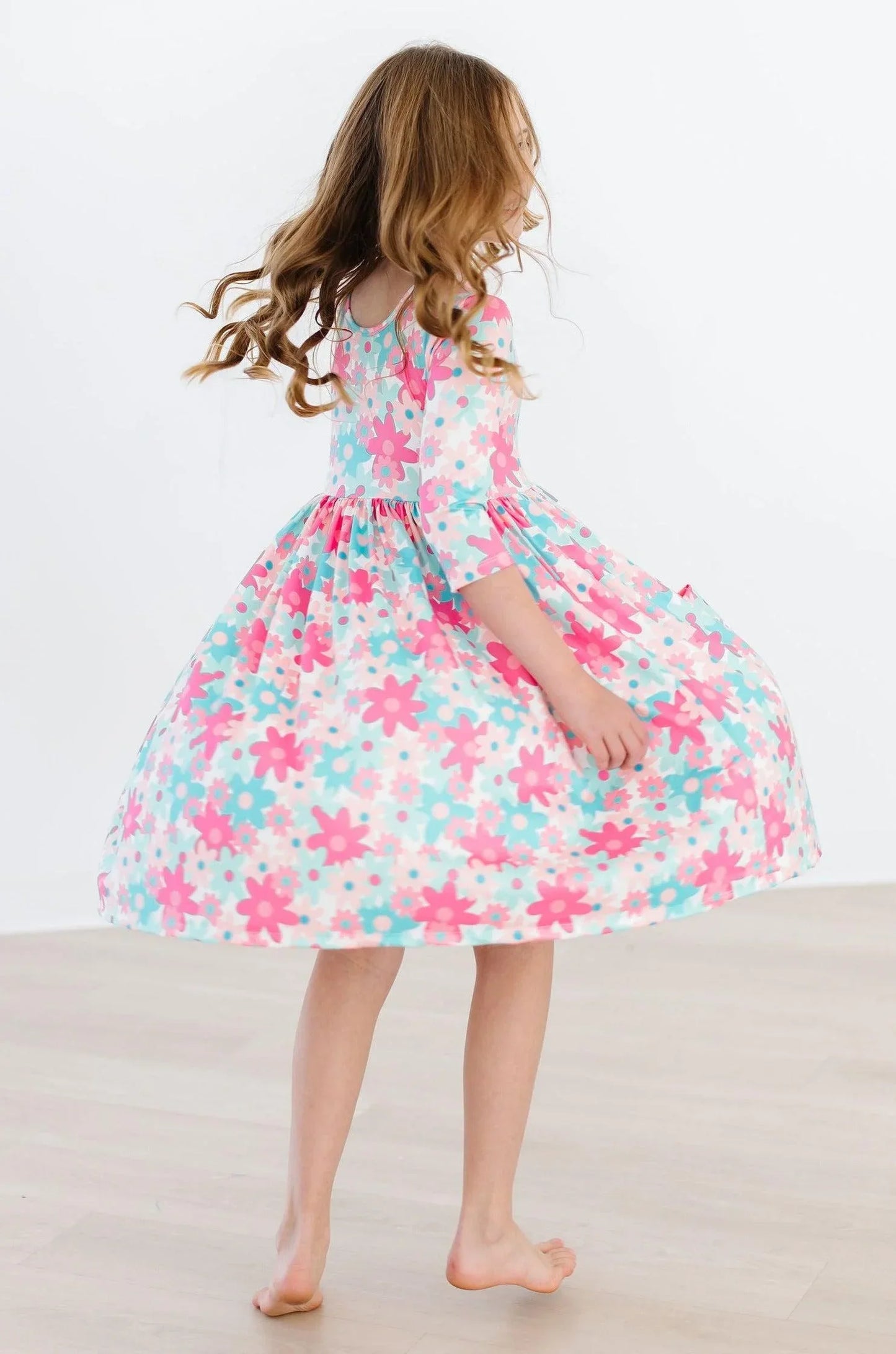 Petal Perfection 3/4 Sleeve Pocket Twirl Dress - Mila & Rose ® - Flyclothing LLC